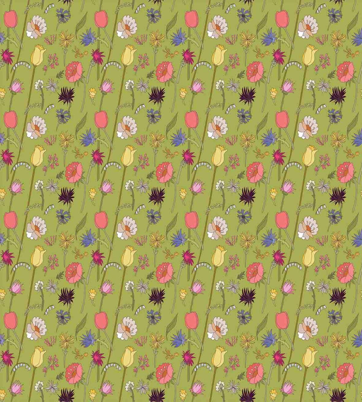 Messy Flowers on Green — Pattern