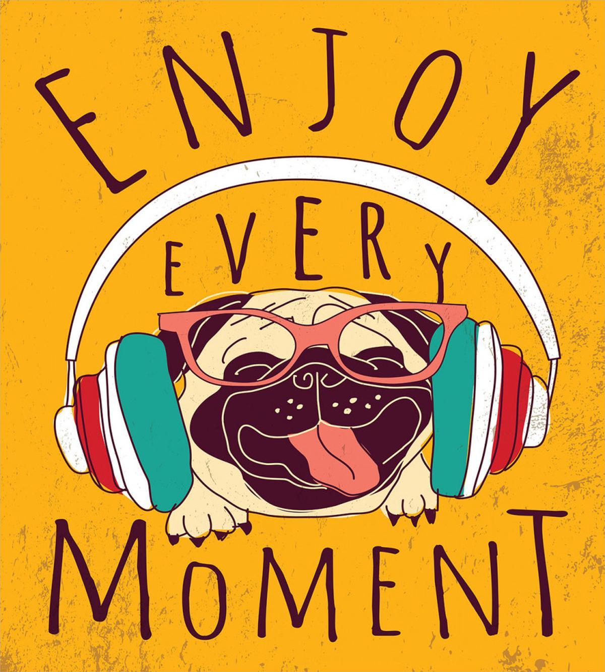 Happy Dog Listening Music — Pattern