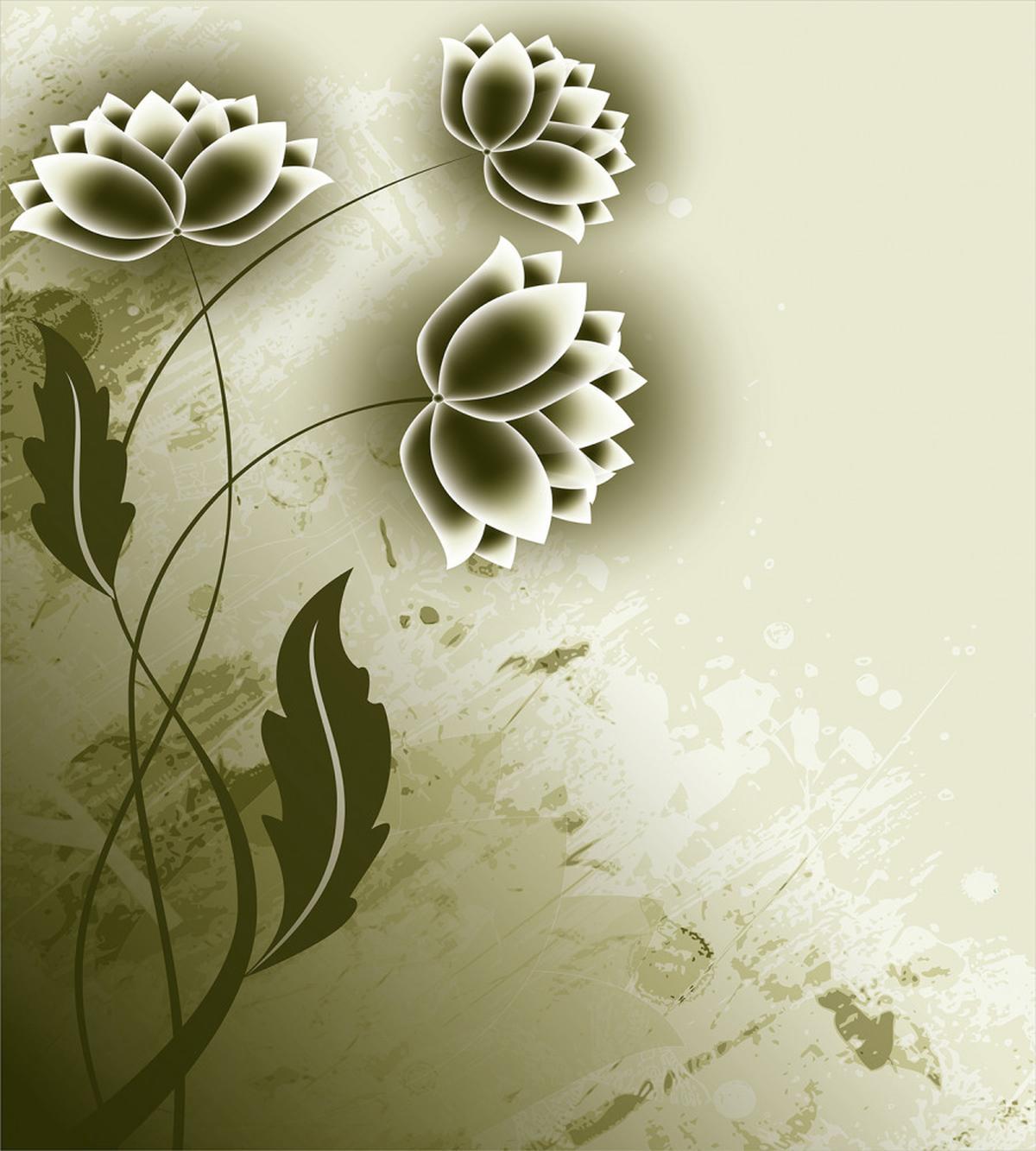 Grey Flowers Ivy Leaf — Pattern