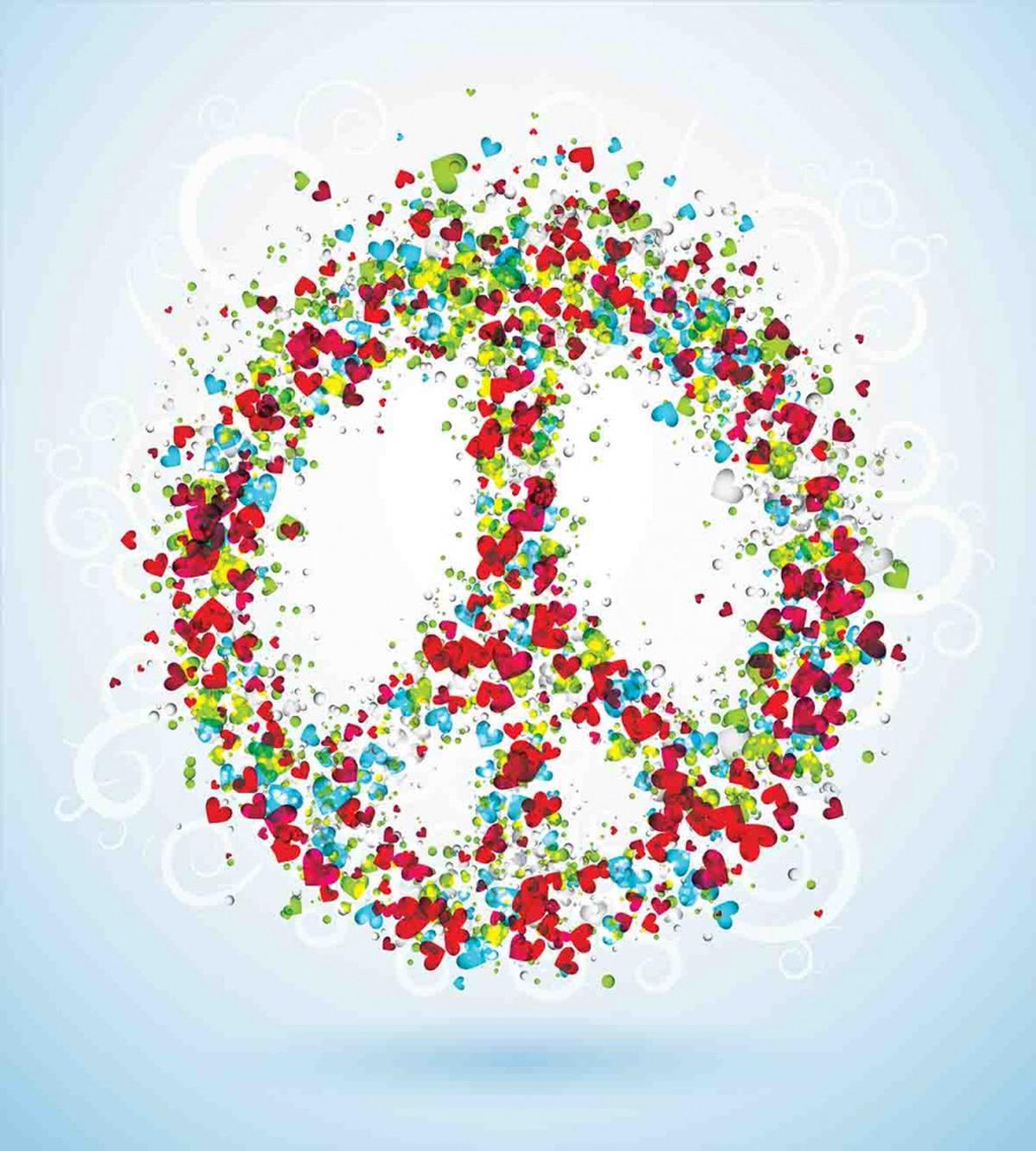 Peace Sign with Hearts — Pattern