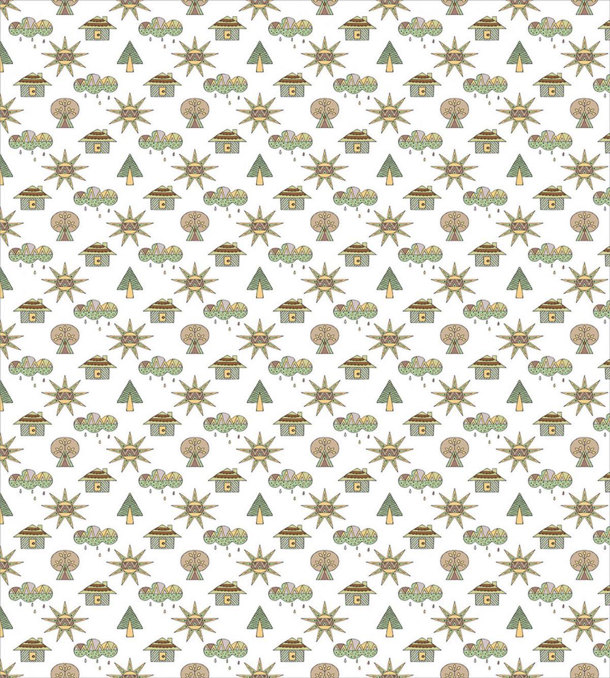 Sun Rain Cloud Trees House — Pattern