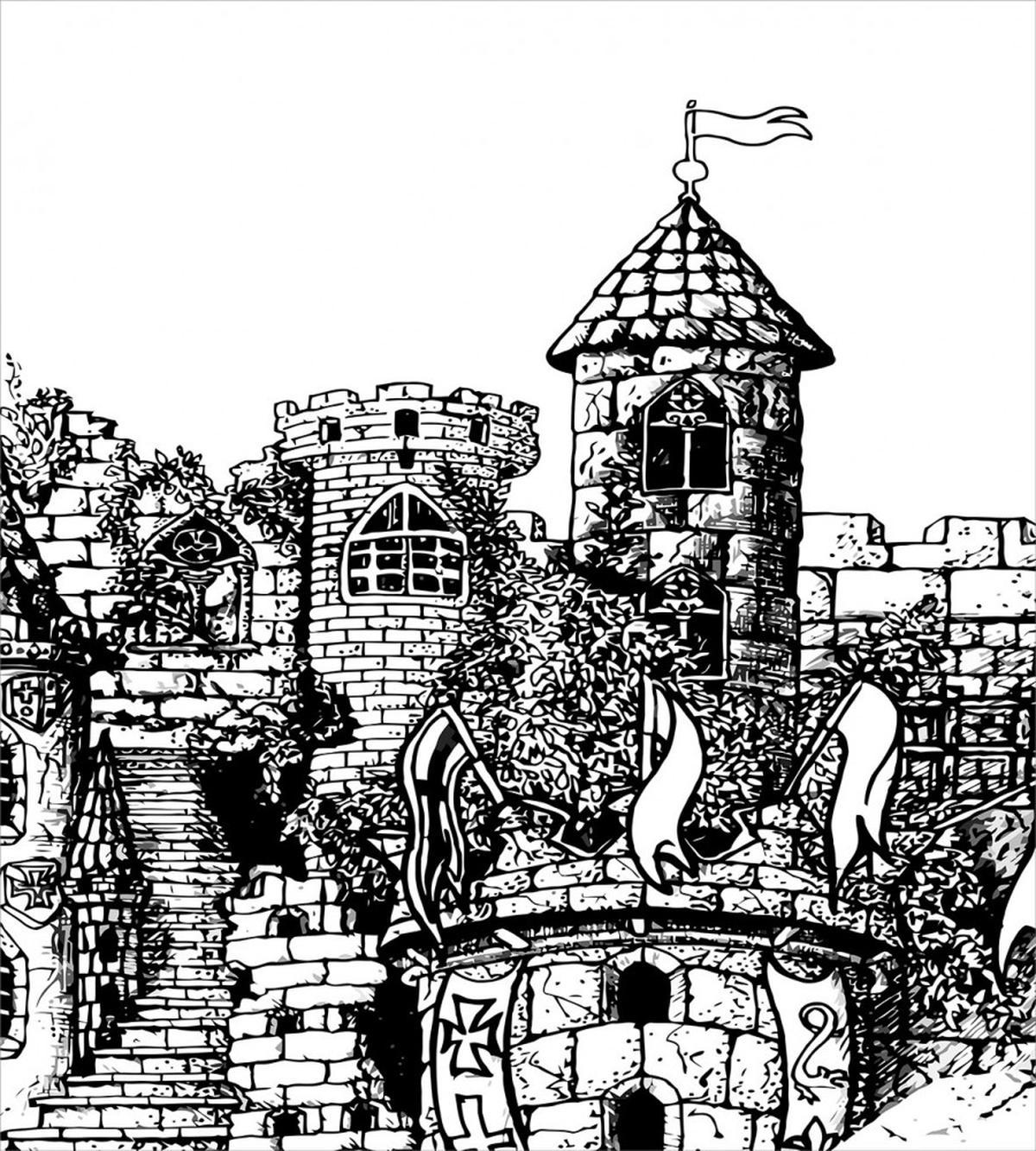 Medieval Fortress Sketch — Pattern