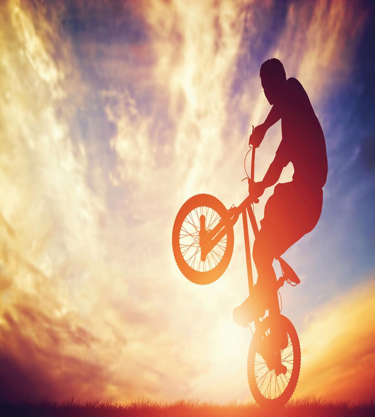 Man on Bike Hazy Sun — Pattern
