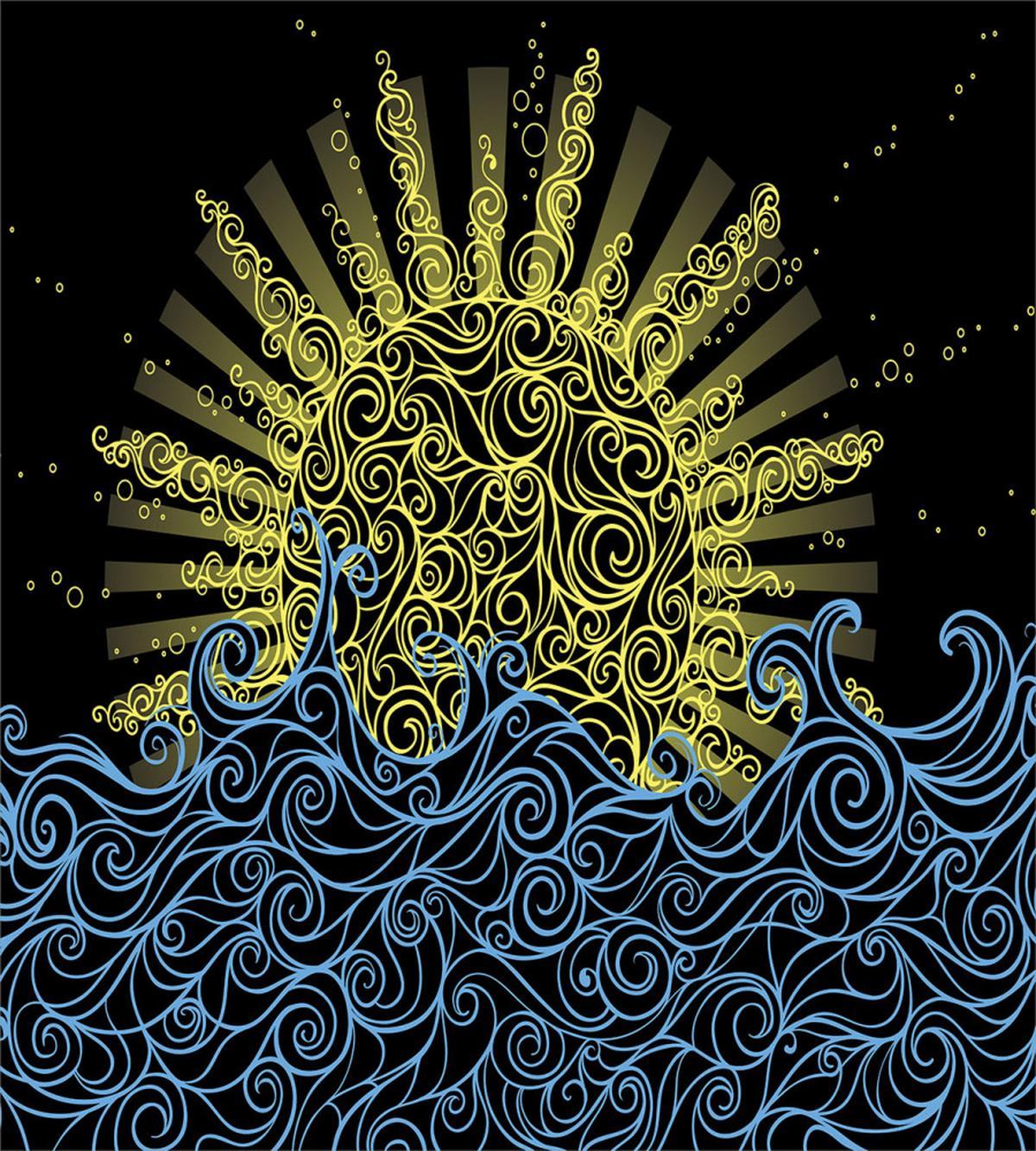 Wavy Ocean Summer Sky Motif — Pattern