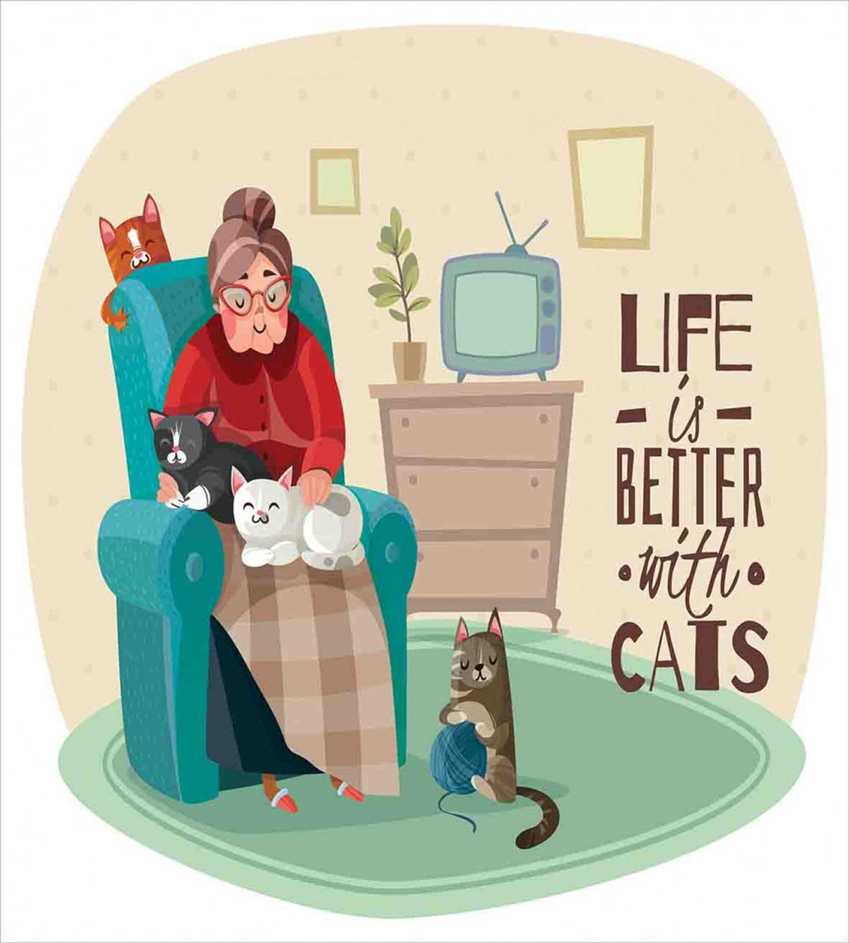 Lady in Armchair and Kitten — Pattern