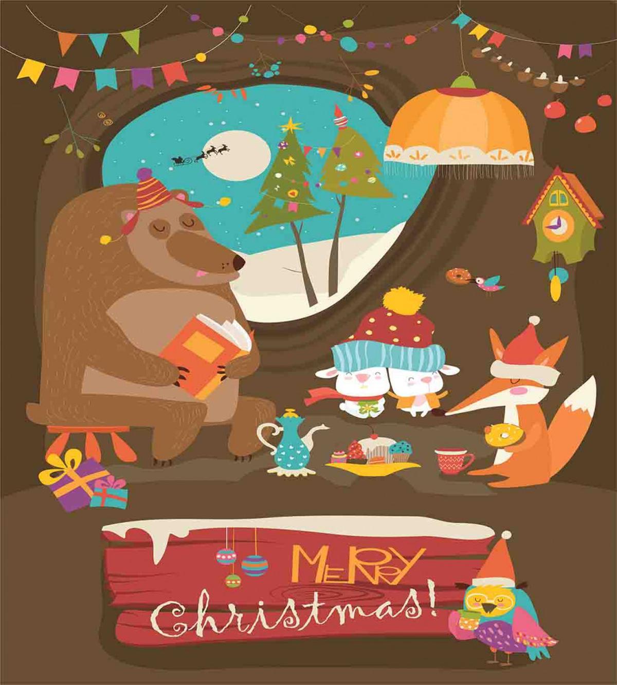 Merry Xmas Tea Party Animals — Pattern