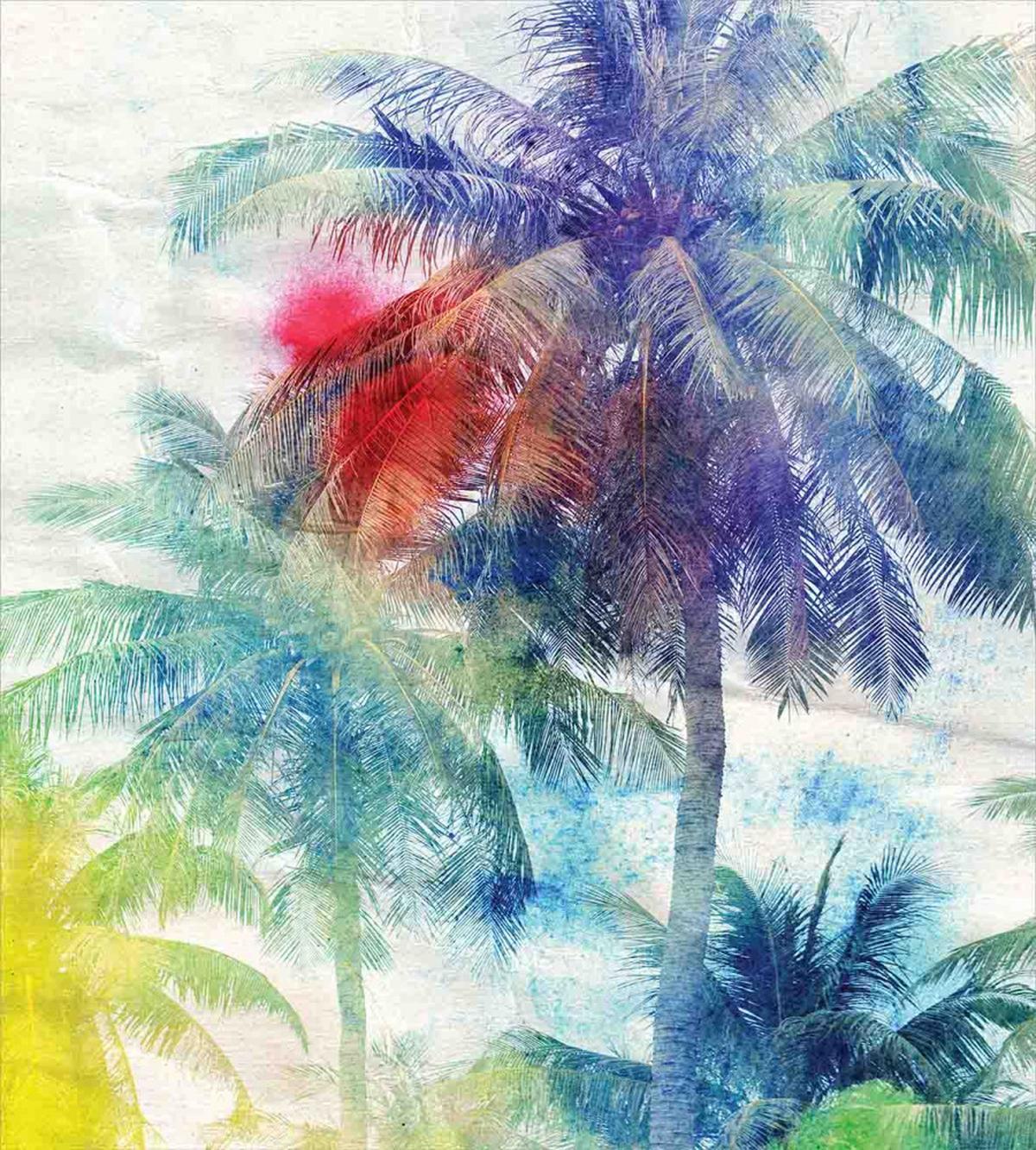 Watercolor Palm Retro — Pattern