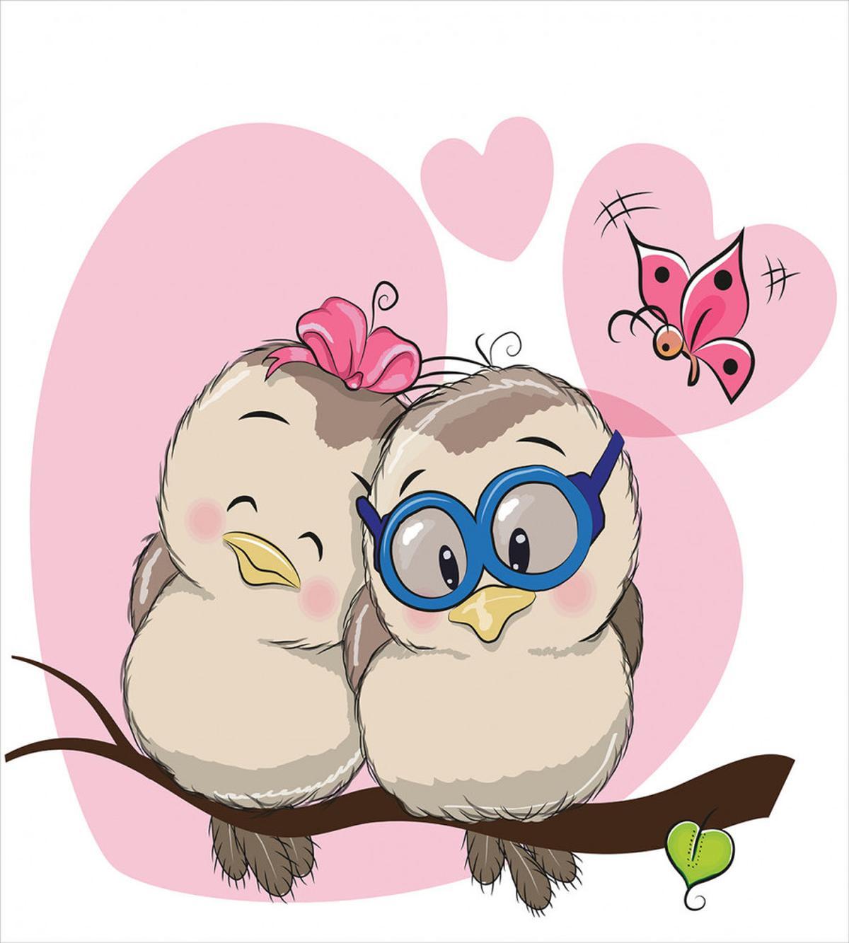 Cartoon Birds Valnetine — Pattern