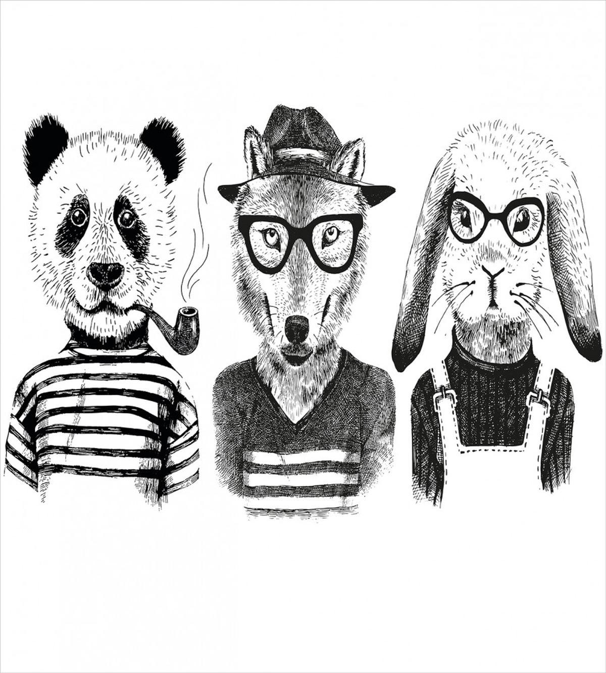 Hipster Panda Cigar Fox — Pattern