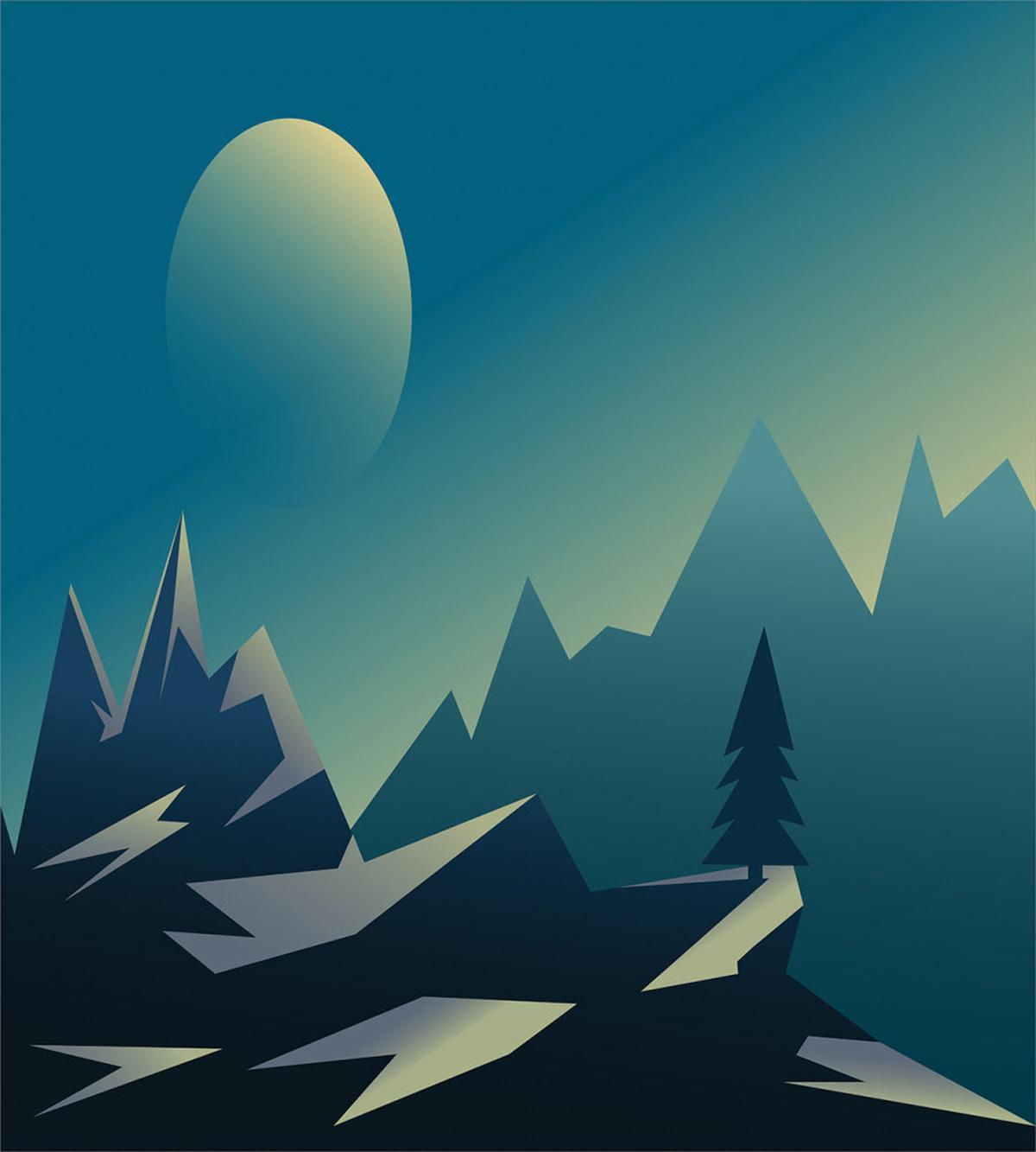 Geometric Landscape Scene — Pattern