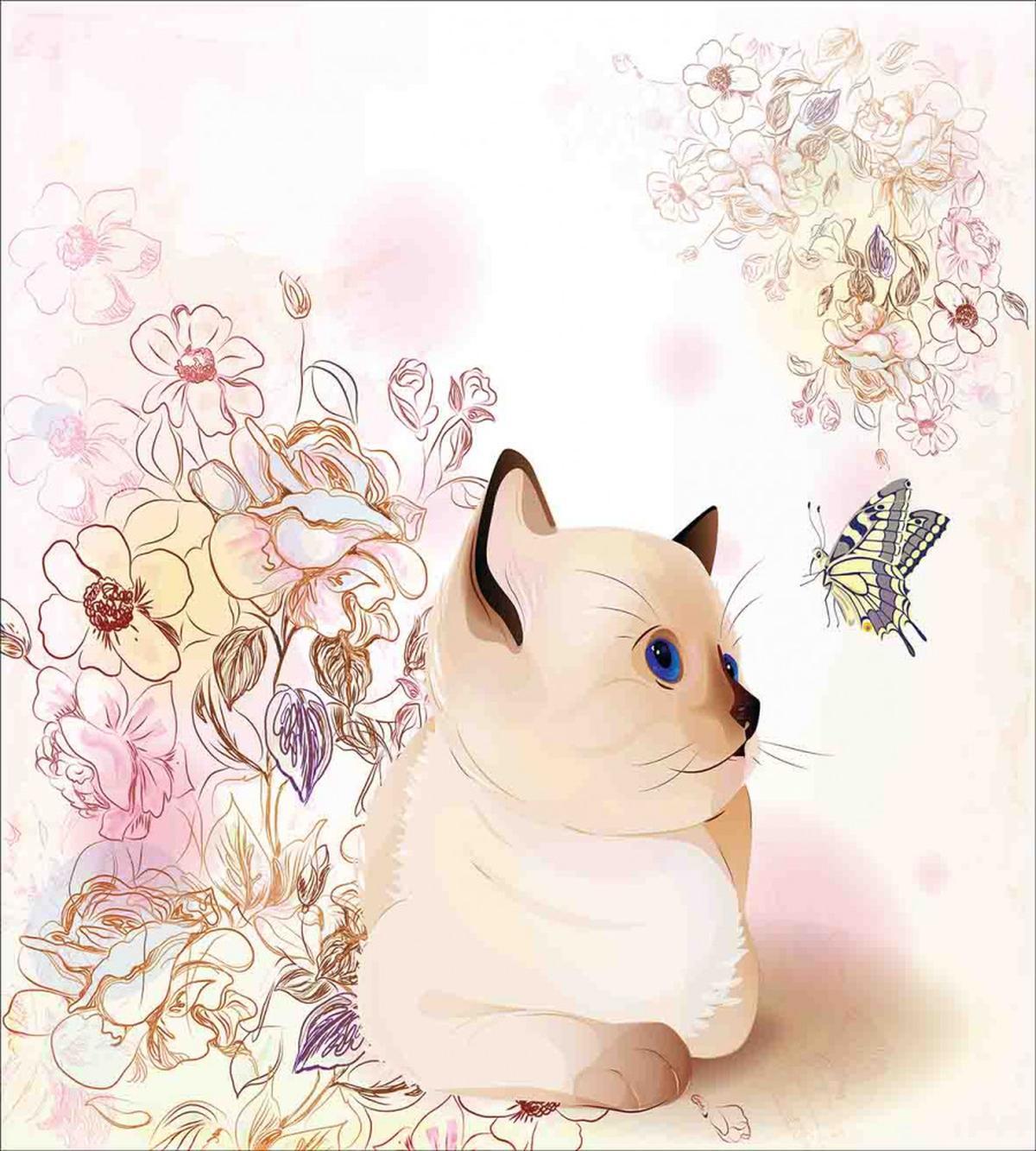 Pastel Kitty and Butterflies — Pattern