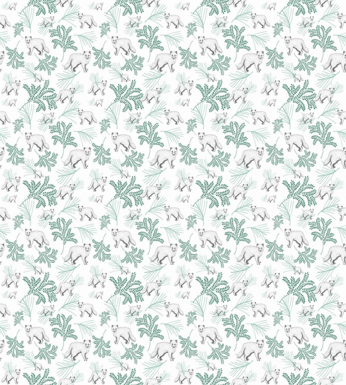 Arctic Fox and Plant Branch — Pattern