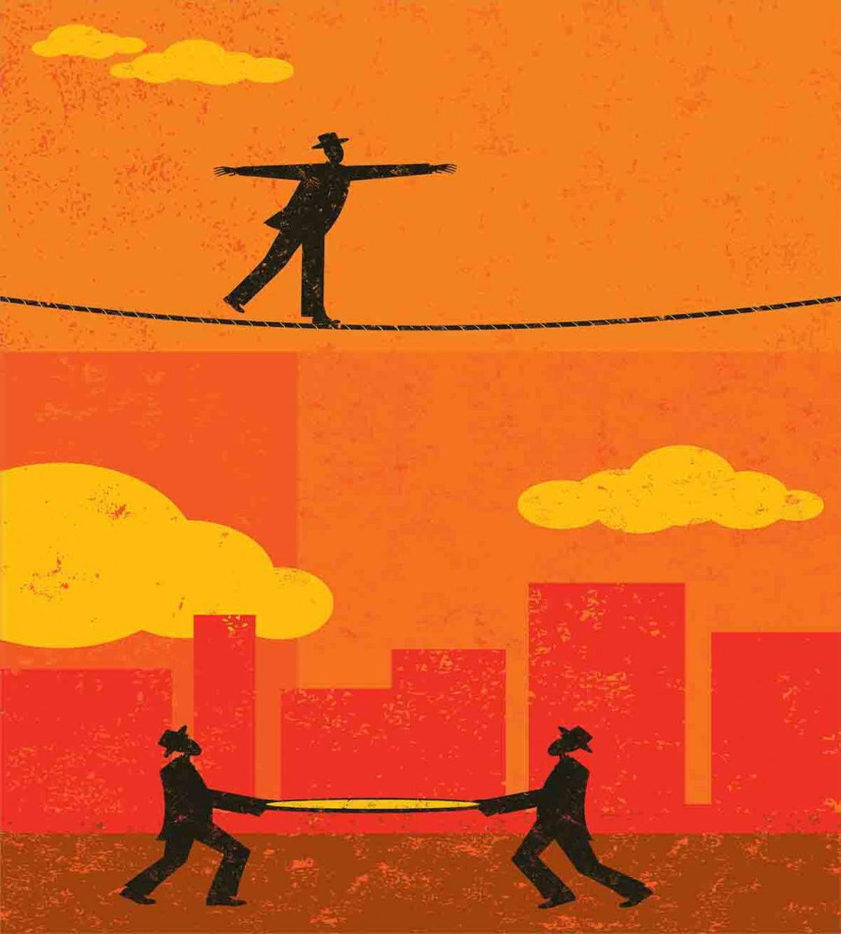 Men Walk Tightrope Net — Pattern