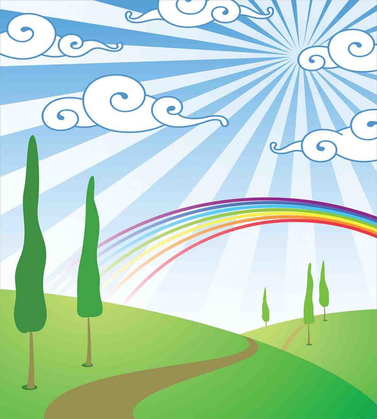 Rainbow on a Meadow Road — Pattern