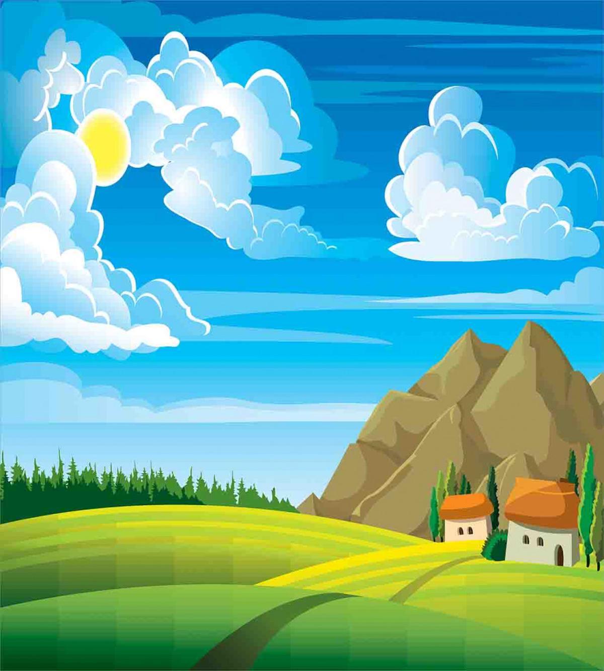 Tree House and Mountains — Pattern