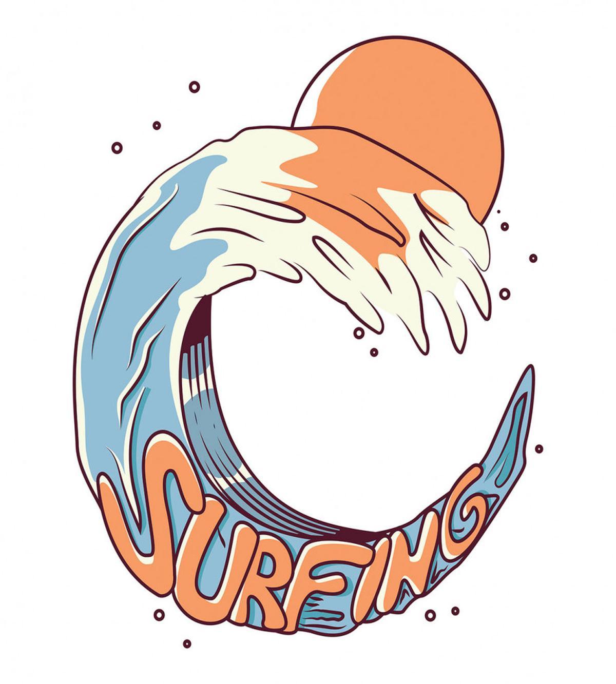 Surfing Giant Ocean Wave Art — Pattern
