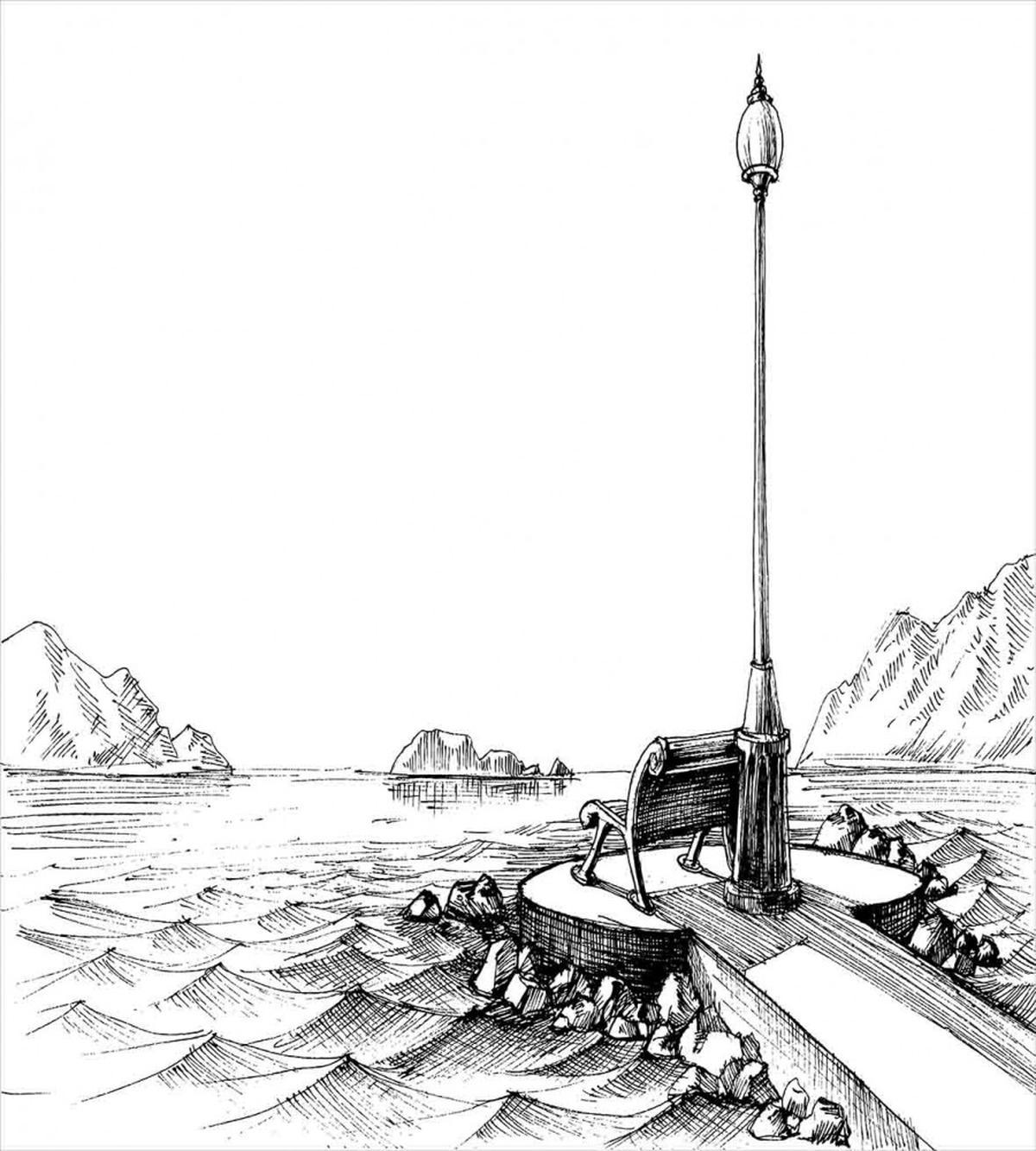Bench Lantern Ocean — Pattern