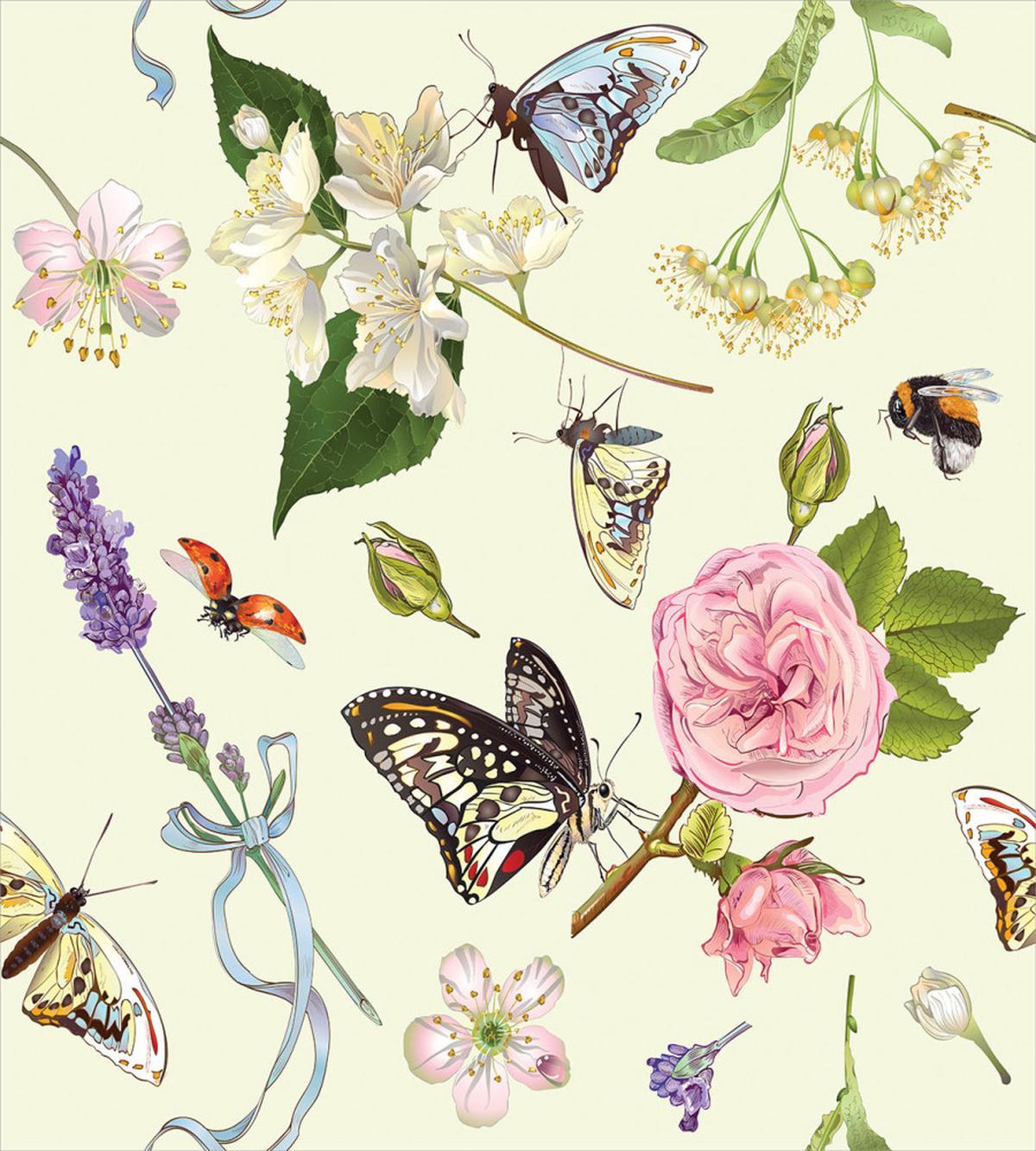 Flowers Roses and Bees — Pattern