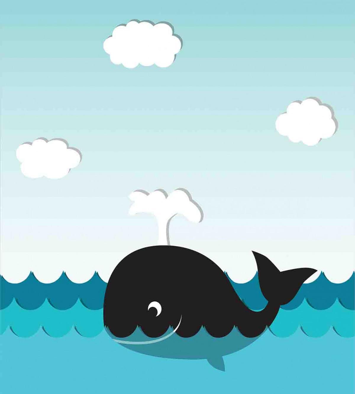 Whale in Wavy Ocean — Pattern