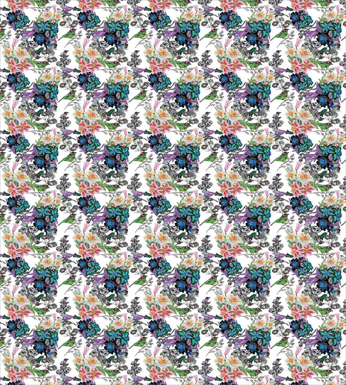 Summer Flowers Exotic Bird — Pattern