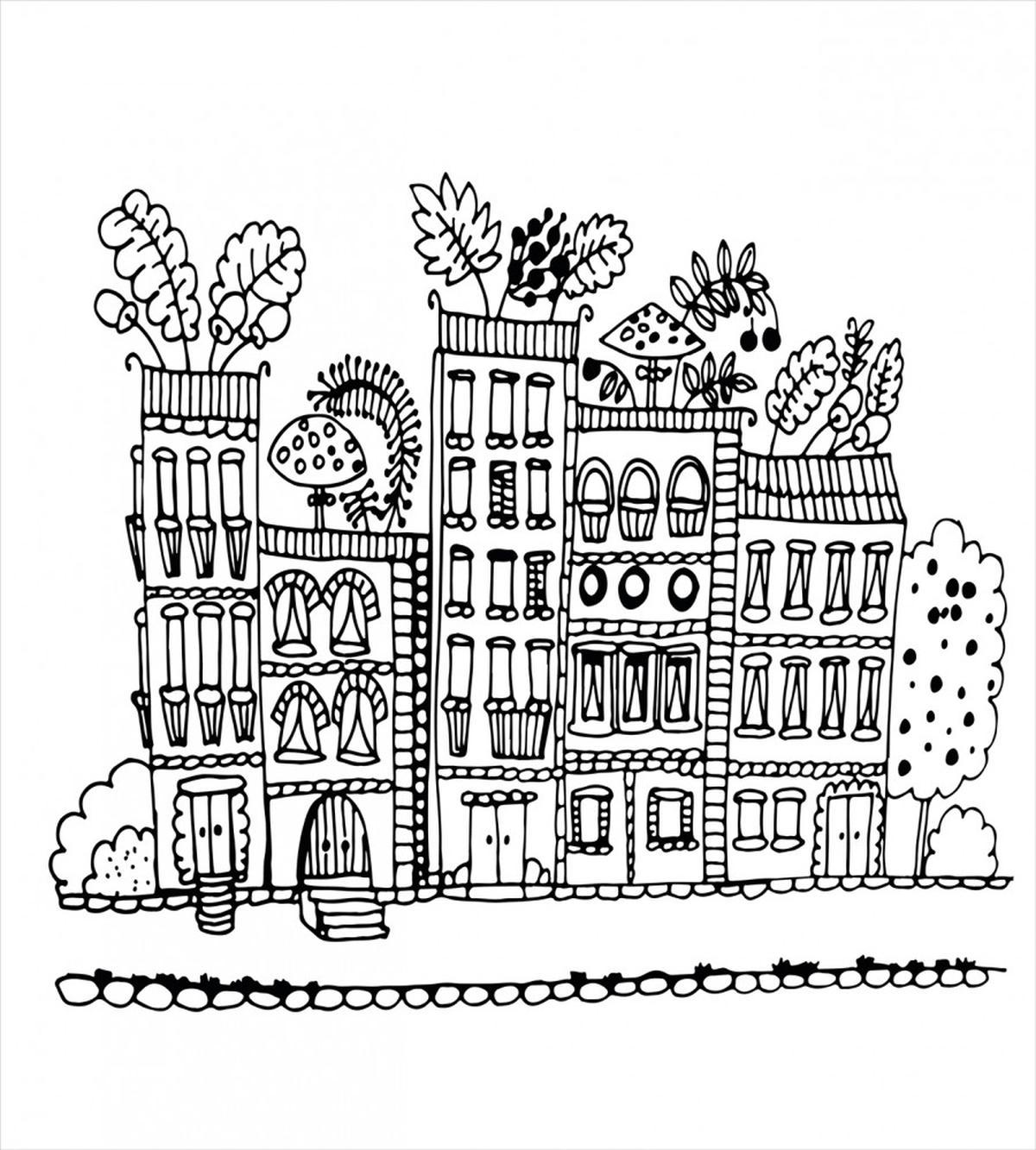 Sketchy Cartoon House — Pattern