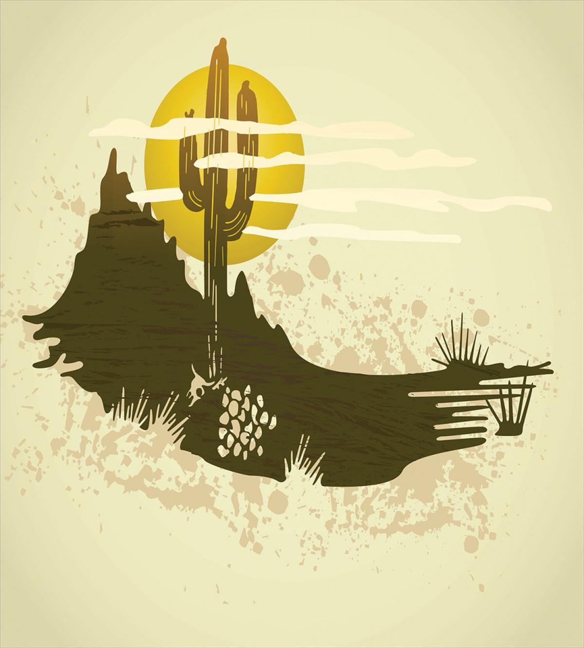 Dramatic Saguaro and Sun — Pattern