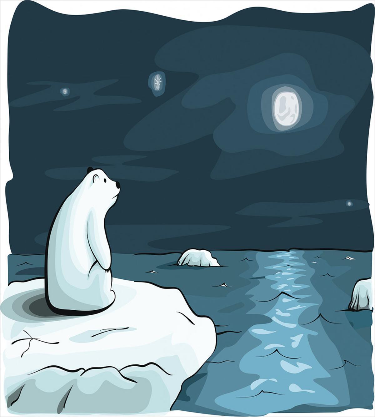 Polar Bear Moon Cartoon — Pattern