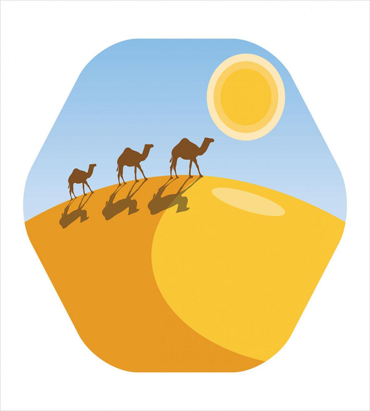Camels on Desert Cartoon — Pattern