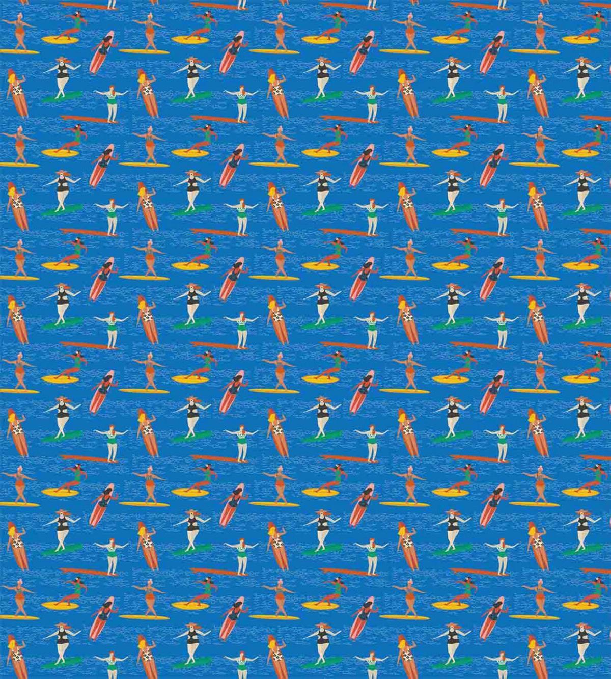 Woman Surfers in Bikini — Pattern