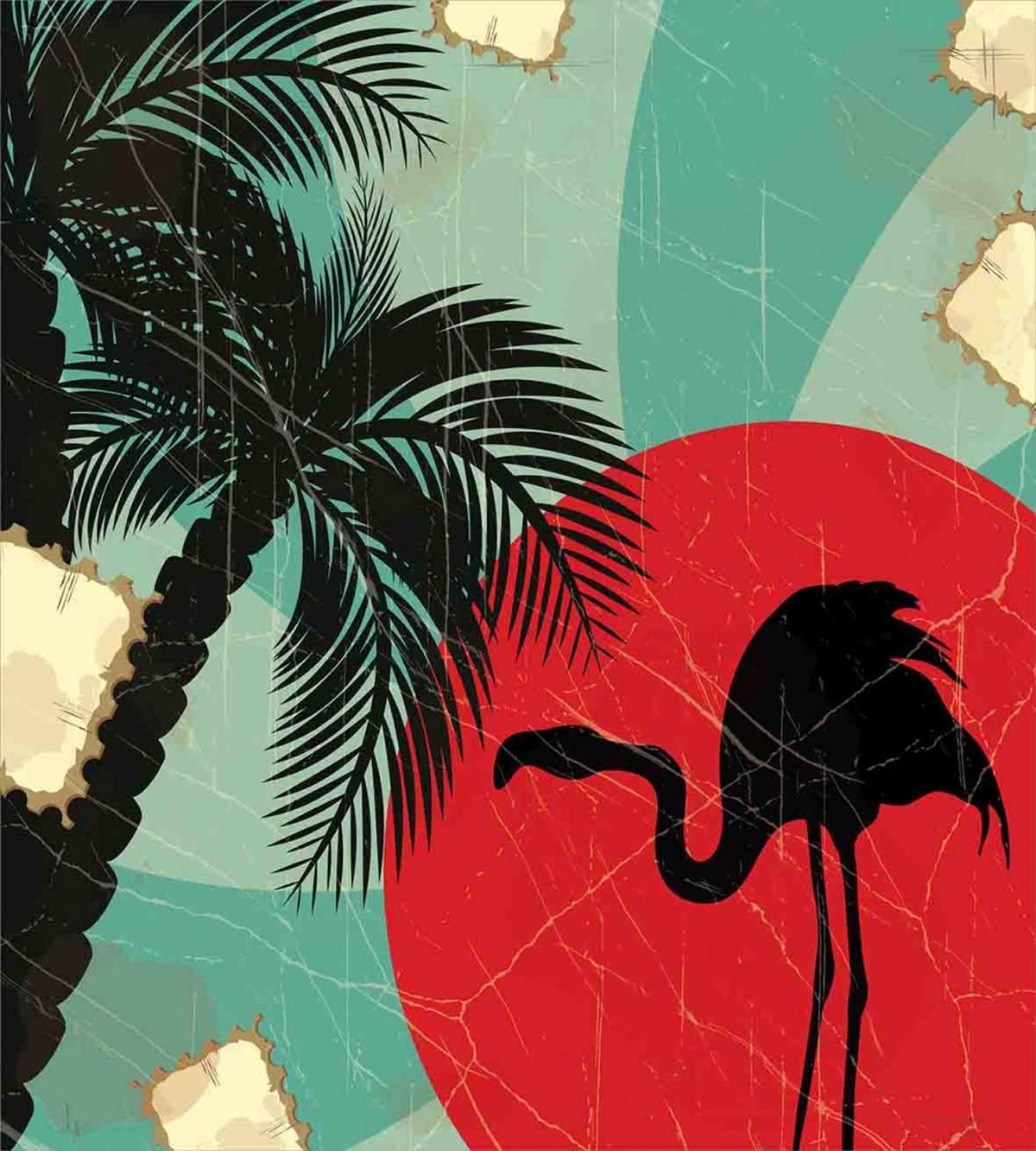 Grunge Flamingo Palm — Pattern