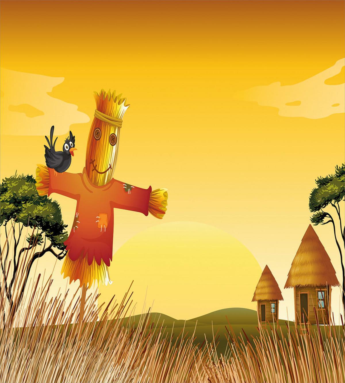Farm Houses and Scarecrow — Pattern