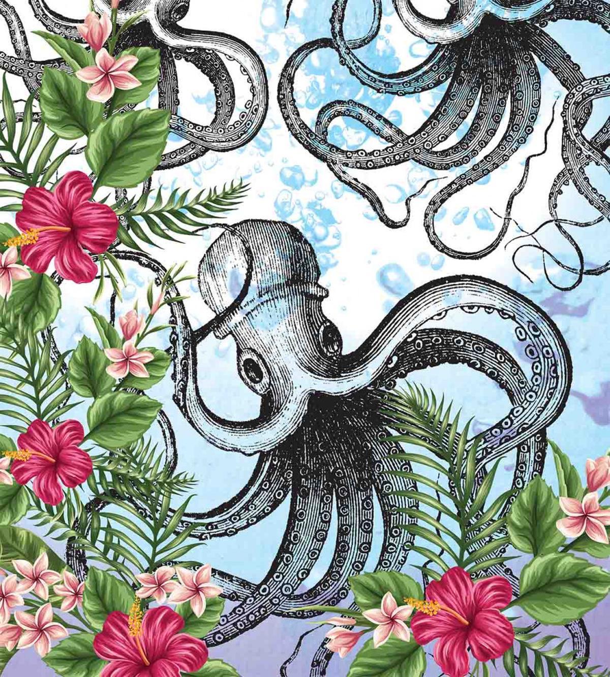 Tropic Hibiscus and Octopus — Pattern