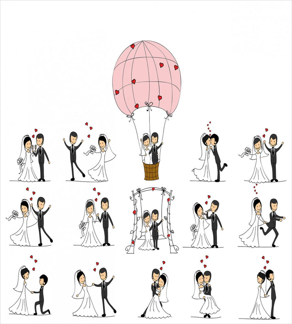 Bride Groom Cartoon — Pattern