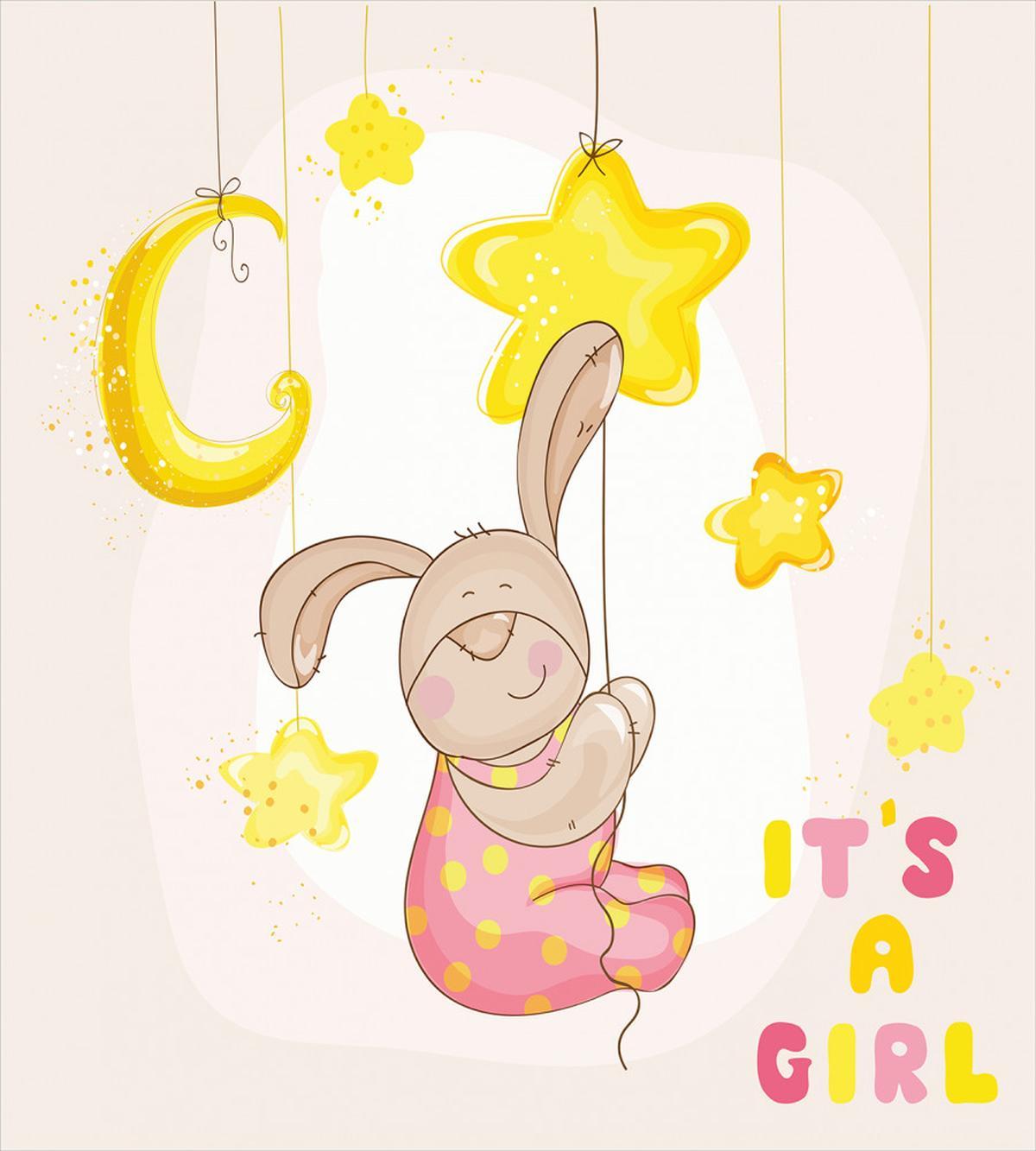 Cartoon Bunny Stars Moon — Pattern