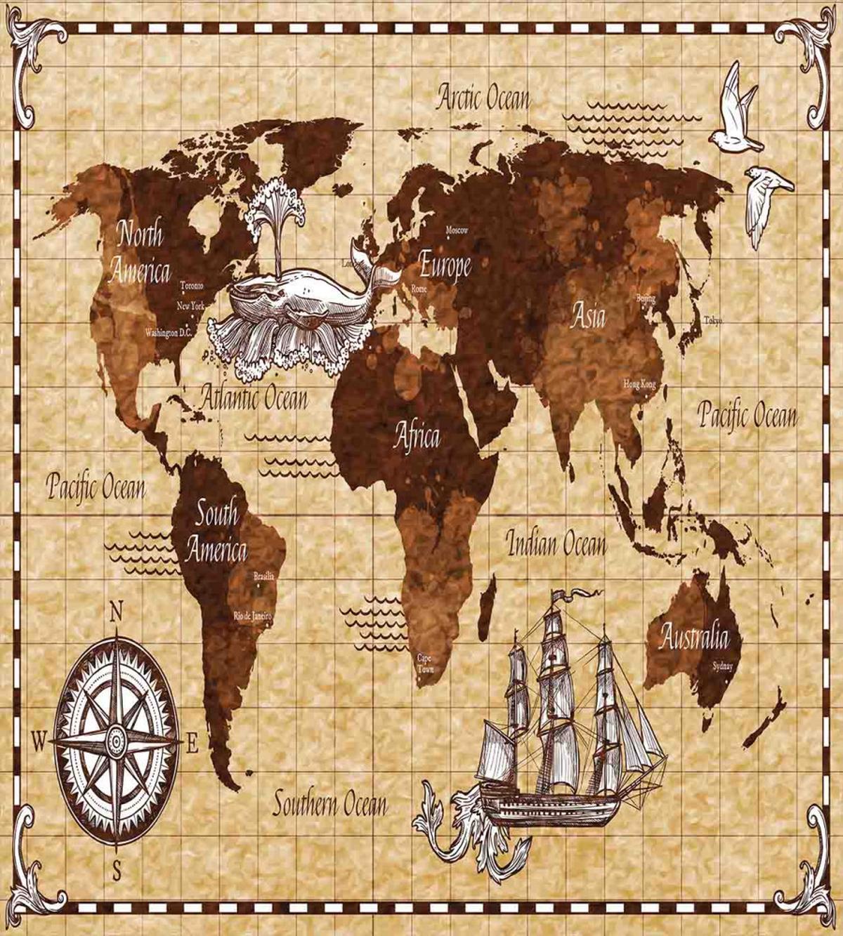 Retro Sketch World Map — Pattern