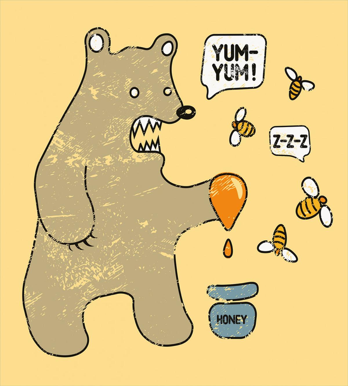 Bear Bees Honey Comic — Pattern