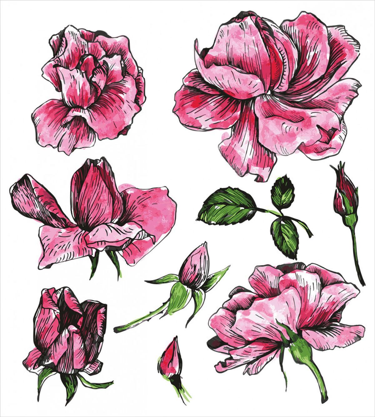Garden Flowers Rose Buds — Pattern