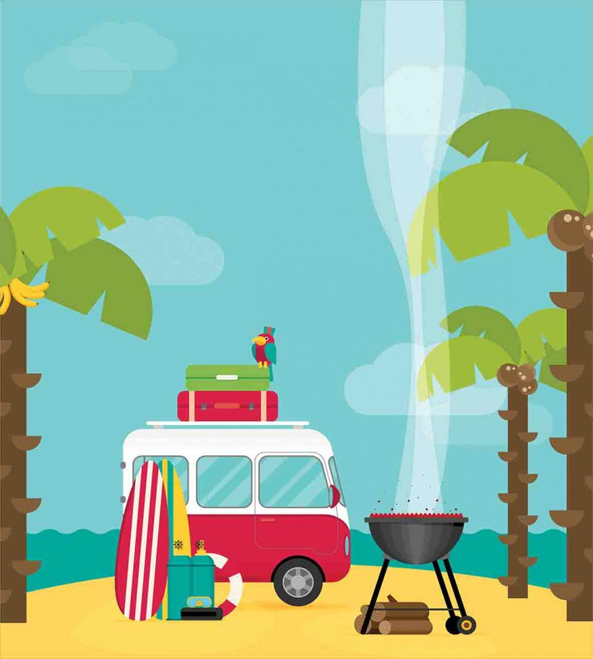 Caravan Camping Beach — Pattern