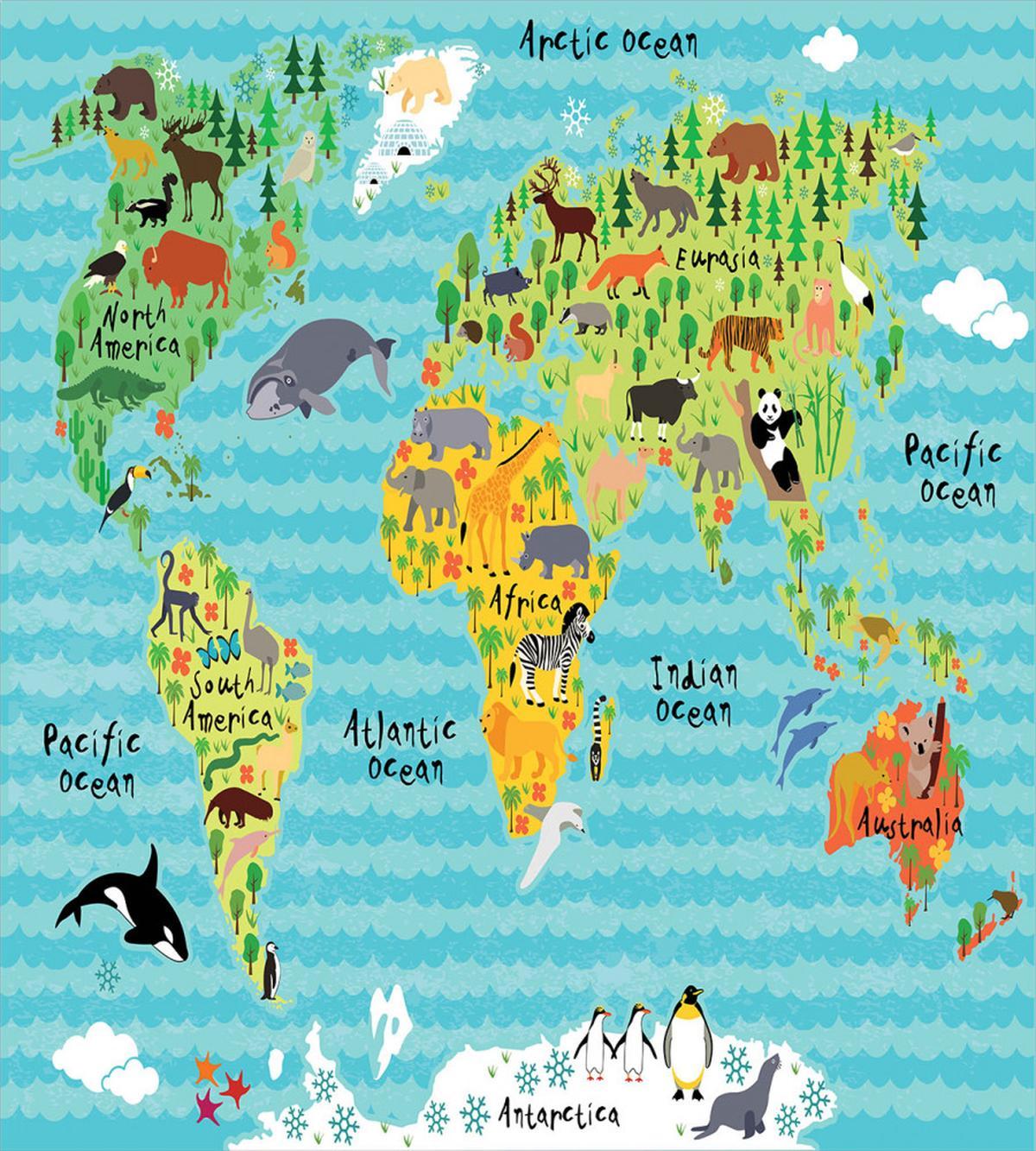 Kids World Map of Animal — Pattern