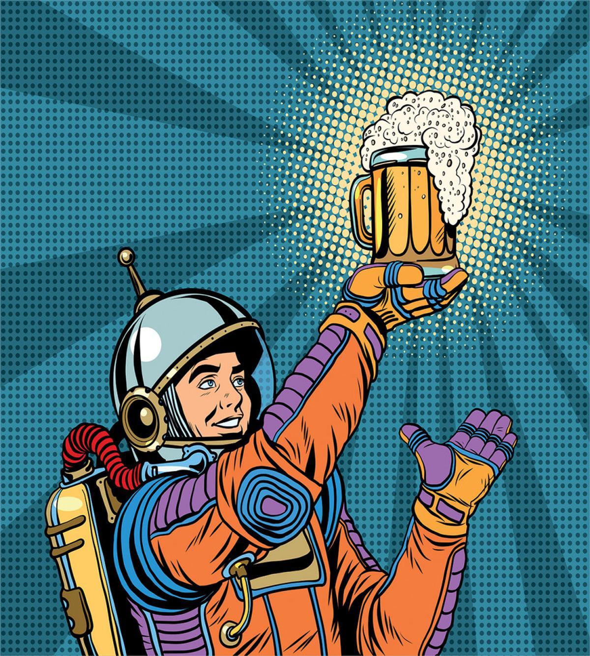 Astronaut Holds Beer — Pattern
