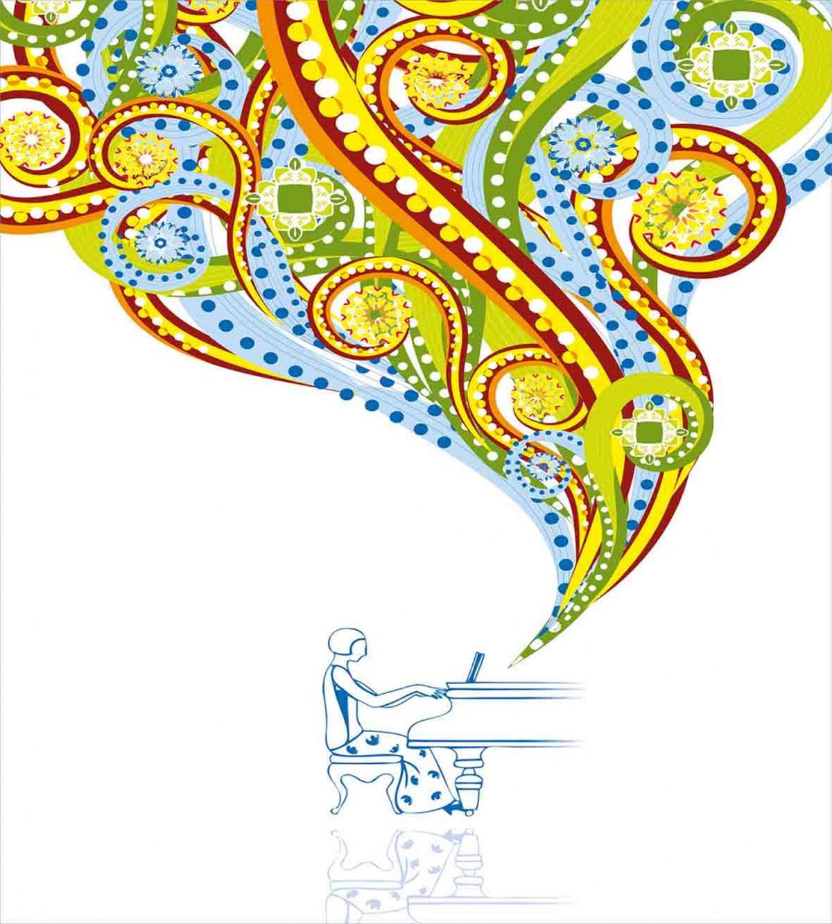 Pianist Swirls Colorful — Pattern