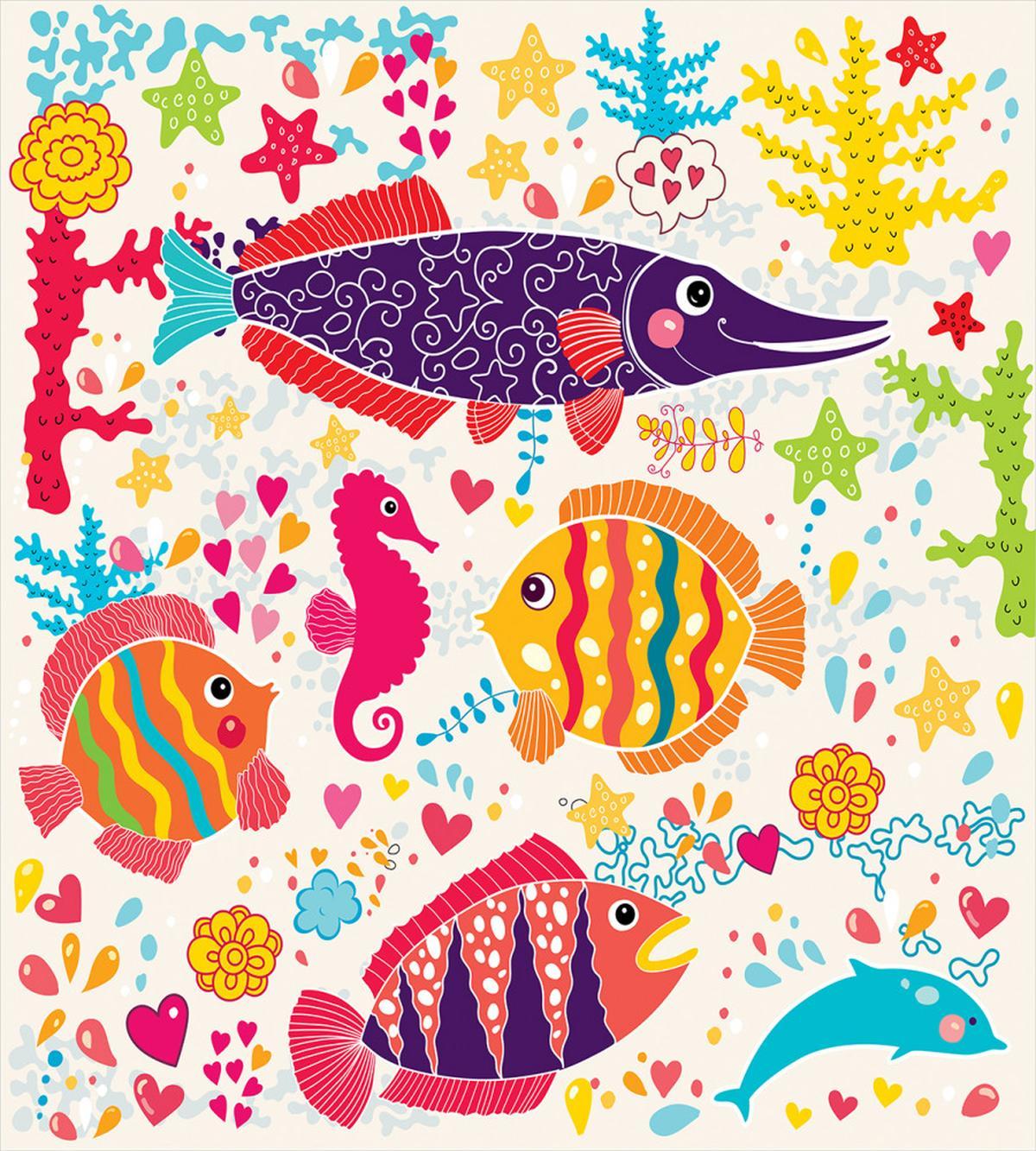 Cartoon Underwater Fish — Pattern