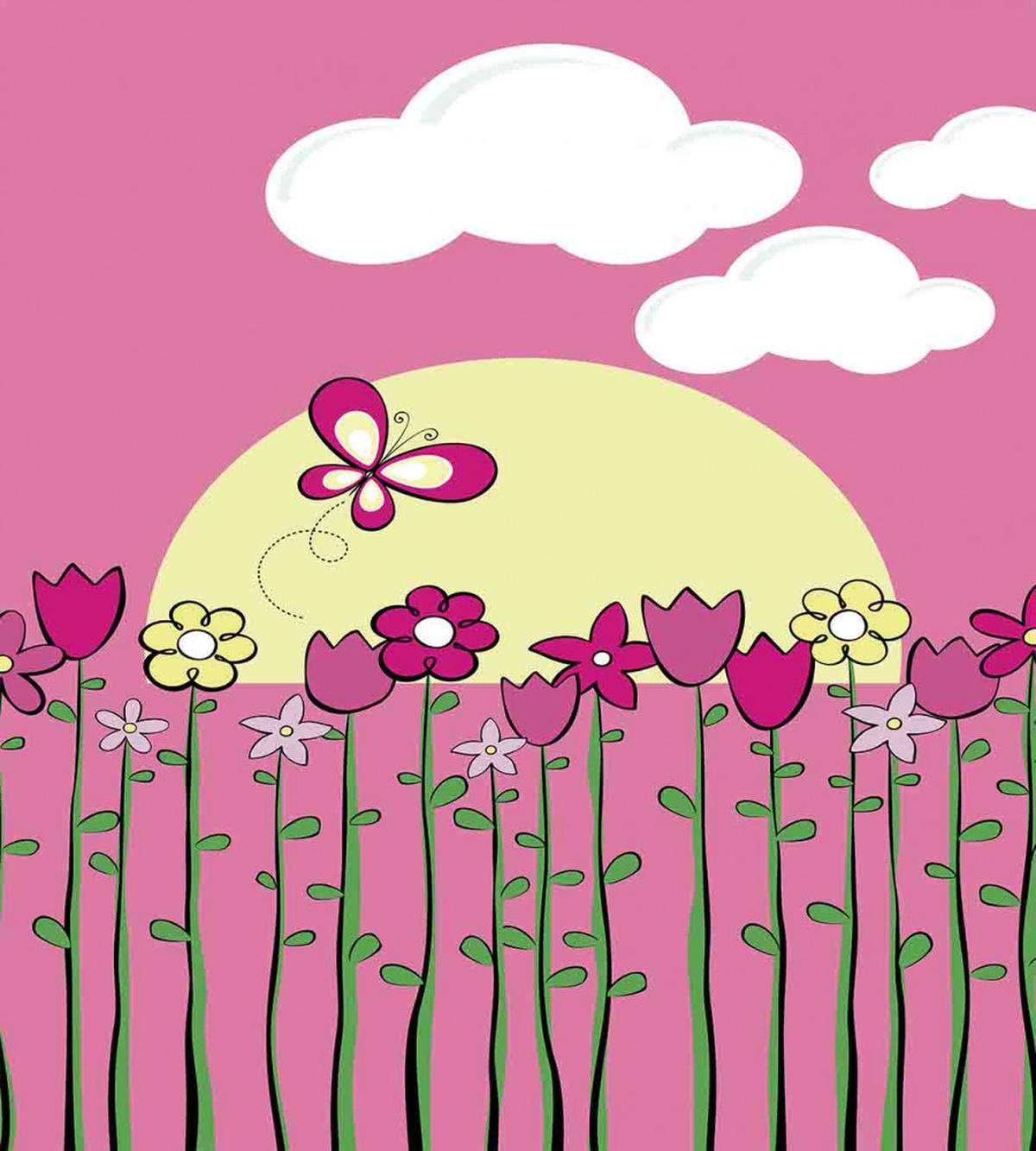 Pink Flowers Butterflies — Pattern