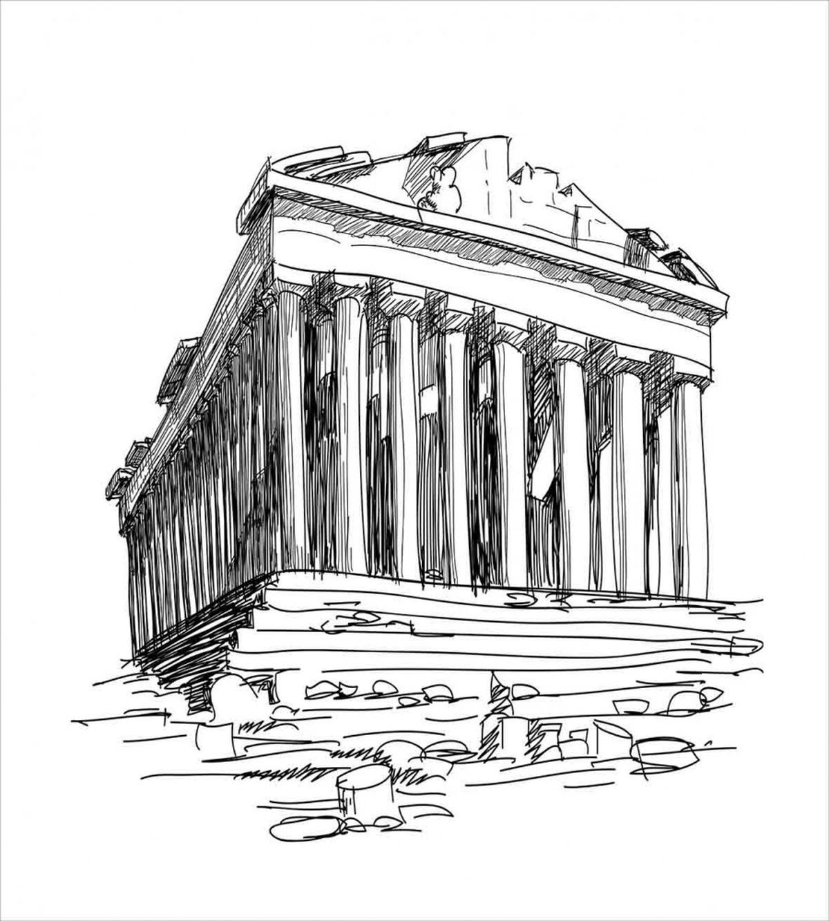 Greek Pantheon Sketch — Pattern