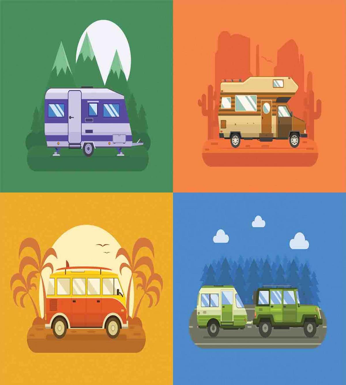 Touristic Camp Areas Colorful — Pattern