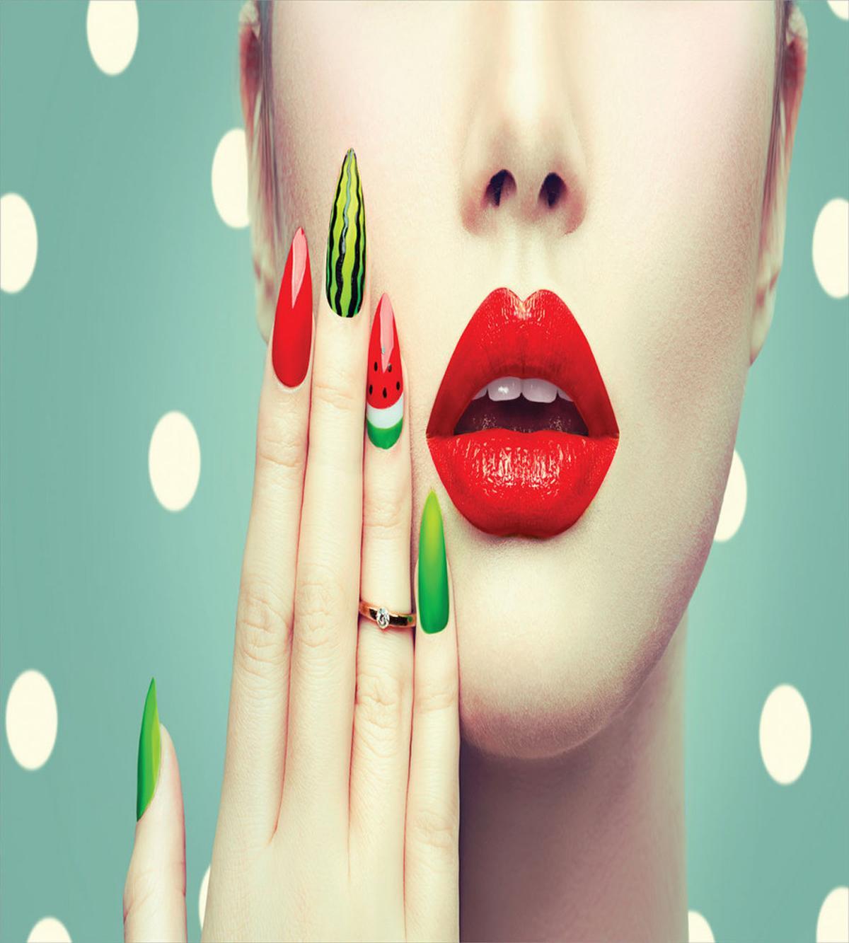 Watermelon Nail Art and Makeup — Pattern