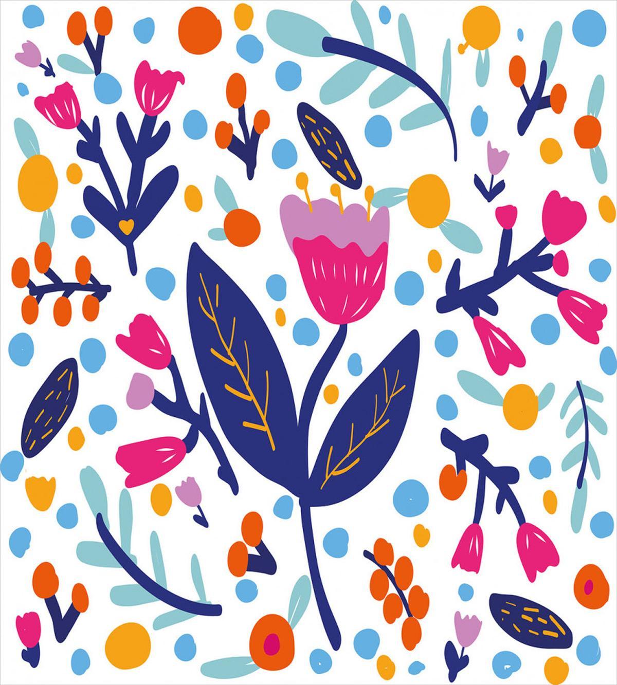 Doodle Style Flowers Blots — Pattern