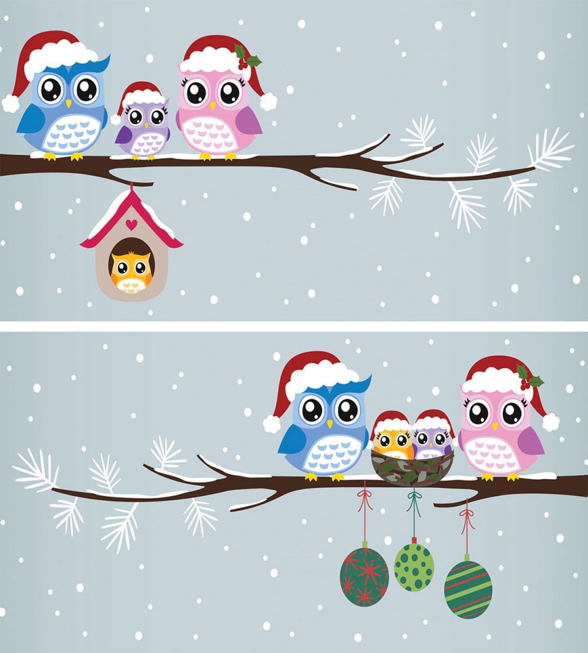 Owls with Santa Hats — Pattern