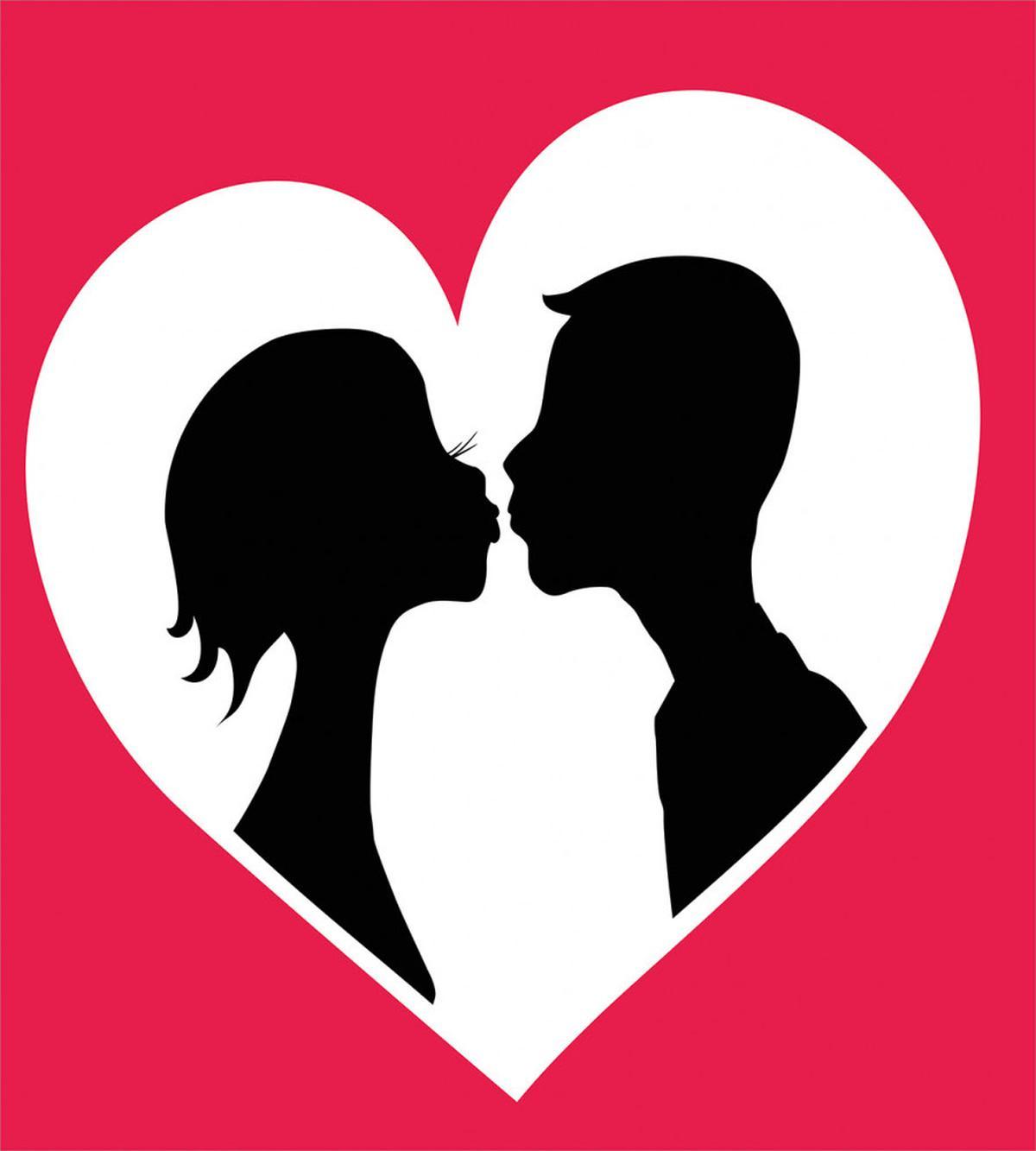 Couple Silhouette in Heart — Pattern