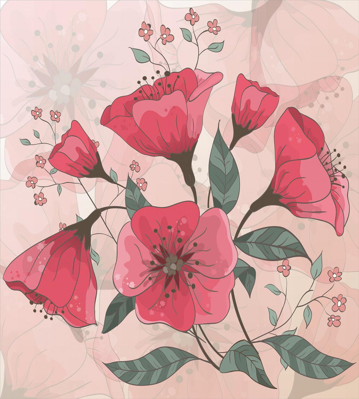 Pink Romantic Flowers — Pattern